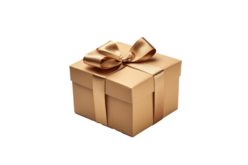 A Gift box with ribbon isolated on transparent background.