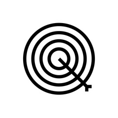 Achieved target key performance indicator icon with black outline style. goal, success, target, business, achievement, strategy, aim. Vector Illustration