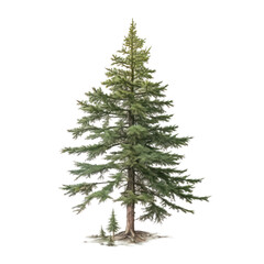 Fototapeta premium Fir tree isolated on white transparent background, PNG