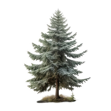 Fir tree isolated on white transparent background, PNG