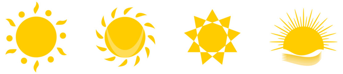 Sun icons vector symbol set