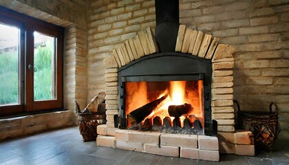 Wood crackling in a cozy home fireplace: Stay Warm.