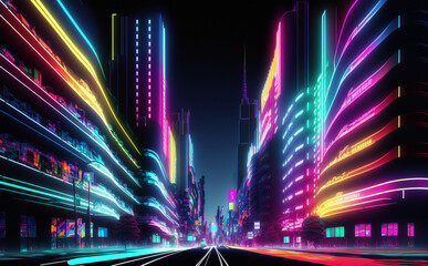 Fototapeta na wymiar Futuristic Shibuya Tokyo Cityscape, Neon Lights, traffic