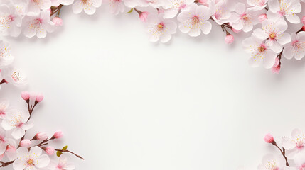 Obraz premium Template with Sakura Flower Cherry Blossom white and pink empty space Memo Note