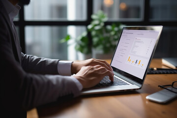 Close Up Shot of an Anonymous Man Using a Laptop Computer at the Office (Copy Space) 