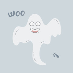 Vector color illustration of funny halloween ghost.