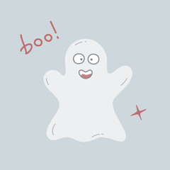 Vector color illustration of funny halloween ghost.
