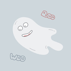 Color vector illustration of a funny haloween ghost.