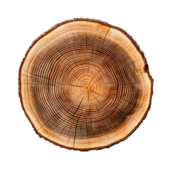 Cross section of tree trunk isolated on white transparent background, PNG