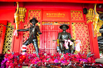 Ancient King Taksin great monument statues for thai people travel visit respect praying blessing...