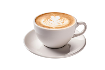 a Latte coffe isolated on transparent background.
