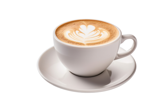 a Latte coffe isolated on transparent background.