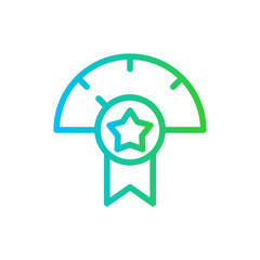 Quality key performance indicator icon with blue and green gradient outline style. quality, guarantee, certificate, business, best, product, approval. Vector Illustration