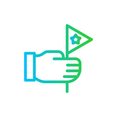 Success key performance indicator icon with blue and green gradient outline style. success, key, business, concept, solution, door, achievement. Vector Illustration