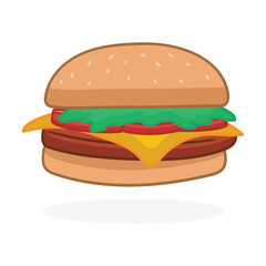 illustration cartoon hamburger on white background