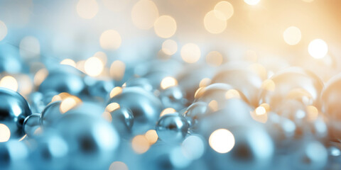 Abstract glowing Christmas background with golden and blue spheres