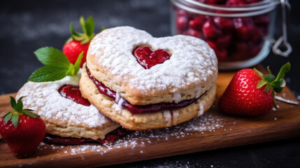 Heart-Shape Valentine's Day Jam Cookies.