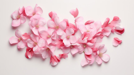Fototapeta na wymiar Pink petals on white background