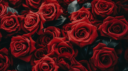 Close up of a bunch of red roses - obrazy, fototapety, plakaty