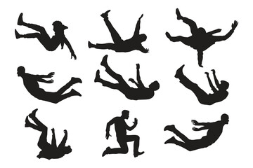 illustration jumping silhouettes collection set