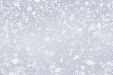 christmas background with snow falling on white background