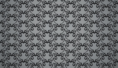 Flower geometric pattern. Seamless vector background. Black and gray ornament. Ornament for fabric, wallpaper, packaging. Decorative print