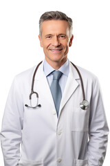 Fototapeta premium A smiling doctor isolated on transparent background.