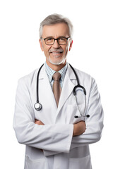 Fototapeta premium A smiling doctor isolated on transparent background.