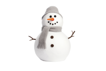 A snowman isolated on transparent background.