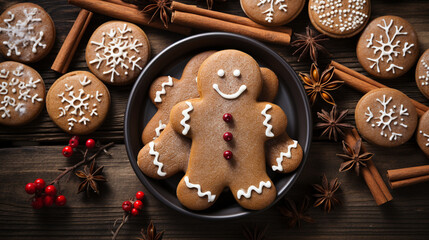 christmas cookies on a wooden background HD 8K wallpaper Stock Photographic Image