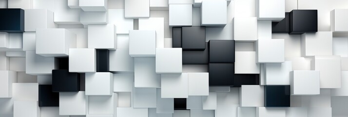 Abstract Black Squares On White Background , Banner Image For Website, Background Pattern Seamless, Desktop Wallpaper
