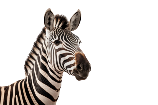 A zebra isolated on transparent background.