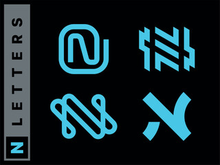 Modern professional logos in the shape of the letter N. Exclusive N shape