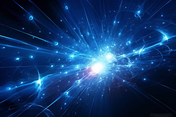 Fototapeta premium blue light digital space background material, Generative AI 