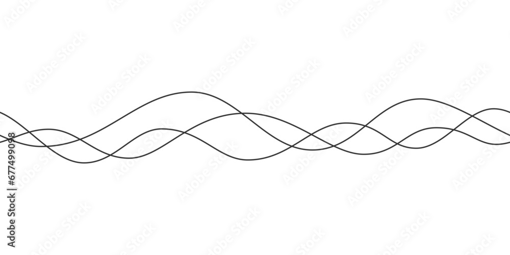 Poster line curve waves. thin wavy line seamless pattern. abstract dynamic curve stroke. simple striped gra
