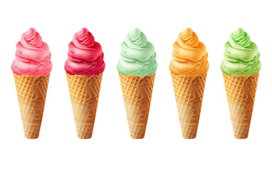 Colorful Ice Cream Cone Set On Transparent PNG
