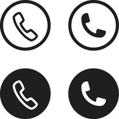 Phone icon in circle vector. Telephone icon symbol isolated. Call icon
