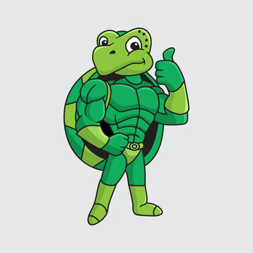 turtle character cartoon design vector, animal logo, mascot