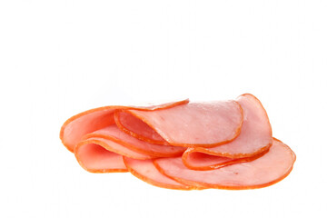 Pork ham slices isolated on white background