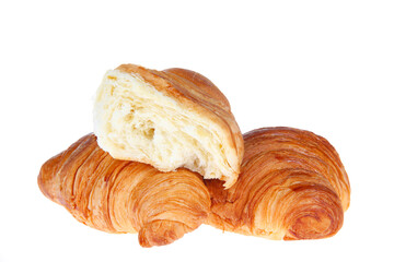 Crisp fresh croissants in the background