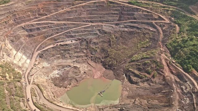 Slow Zoom Out Aerial View of Siana Glod and Silver mine, Mainit, Philippines
