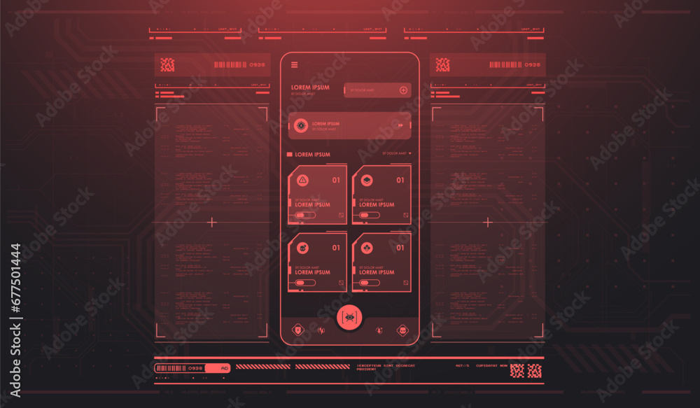 Poster sci-fi futuristic hud dashboard display virtual reality technology screen. game ui screen, abstract 