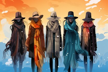 Winter Fashion: Showcase stylish winter attire, including scarves, hats, and coats. - Generative AI