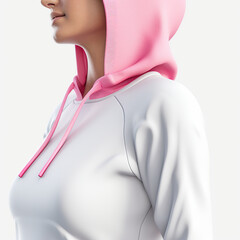 Womens hoodie mockup half side view on white background