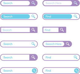 Fototapeta na wymiar Search Bar Template Set for User Interface, Web, App, Software. Ready Search Form Collection - Vector Illustration