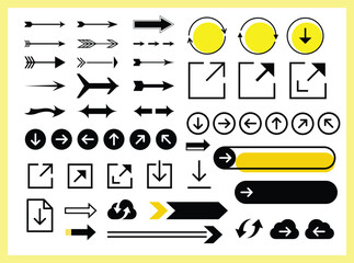 Set of colorful arrow icon collection in black color on a white background for website design