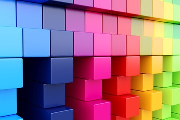 Colorful various boxes abstract background with boxes 3D illustration