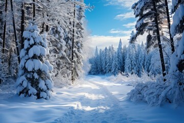 Snowy Forest Paths: Explore and photograph forest trails covered in snow, inviting viewers to imagine where the path leads. - Generative AI