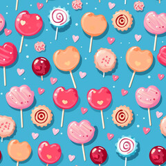 Fototapeta na wymiar Delectable Delights Candy, Chocolate, and Lollipop Pattern