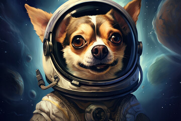 Pawprints in space Dog cosmonaut floating in mysterious universe. AI Generative magic captures the adorable journey of this staffordshire bullterrier astronaut.